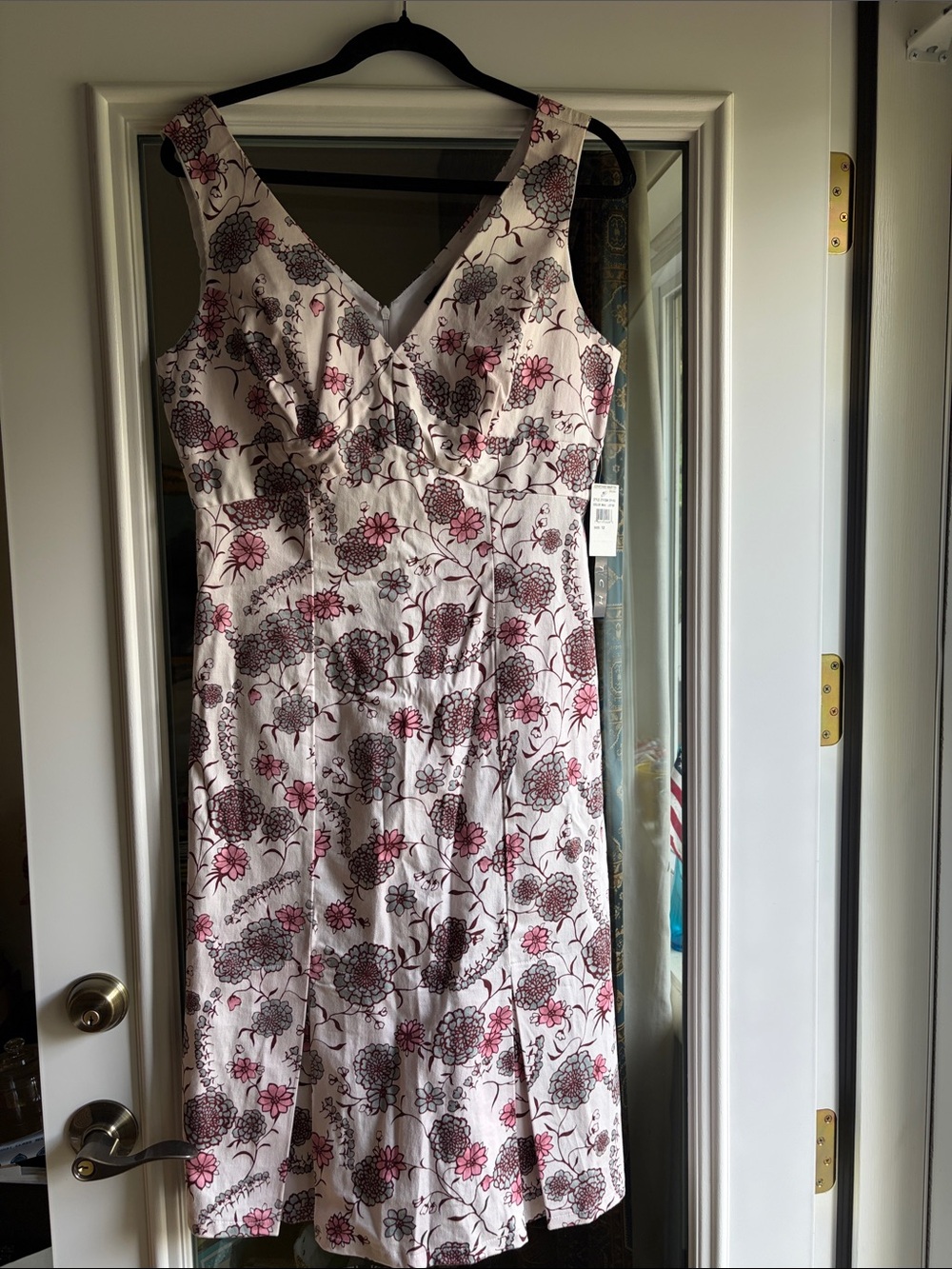 Hype White Midi Dress with Pink and Gray Floral Print